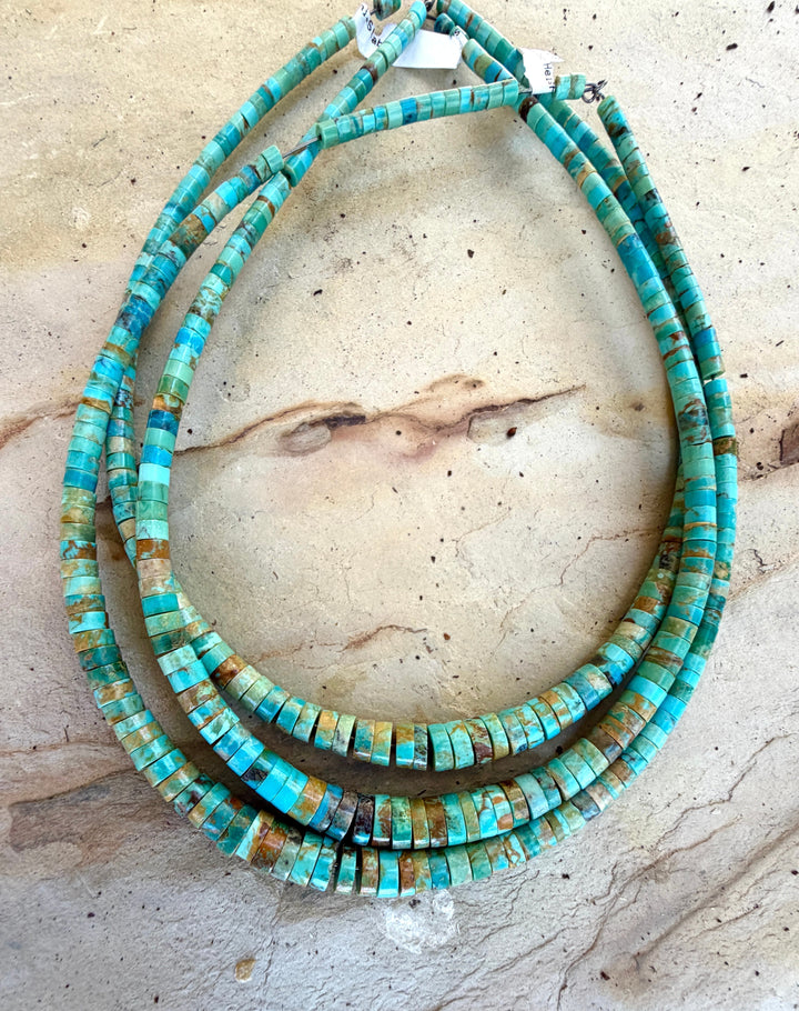 Kingman Turquoise (Arizona) Graduated Heishi 3-8mm 16 Inch