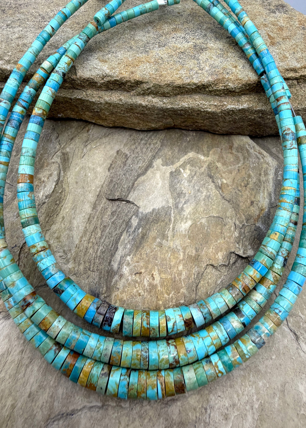 Kingman Turquoise (Arizona) Graduated Heishi 3-8mm 16 Inch