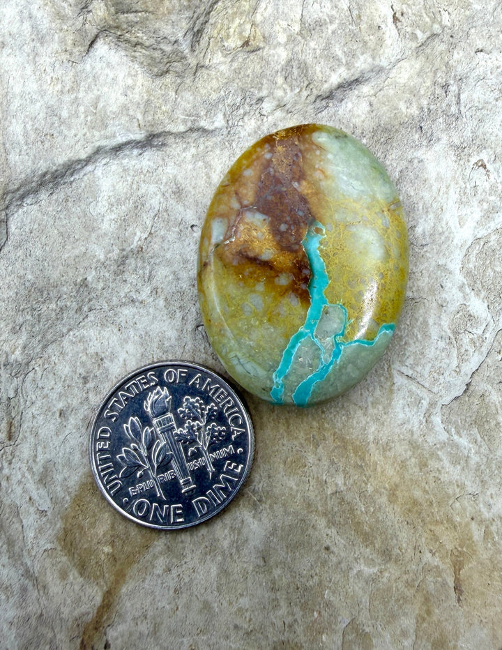 RARE Royston Ribbon Turquoise (NV) 22x30mm Oval Focal Bead