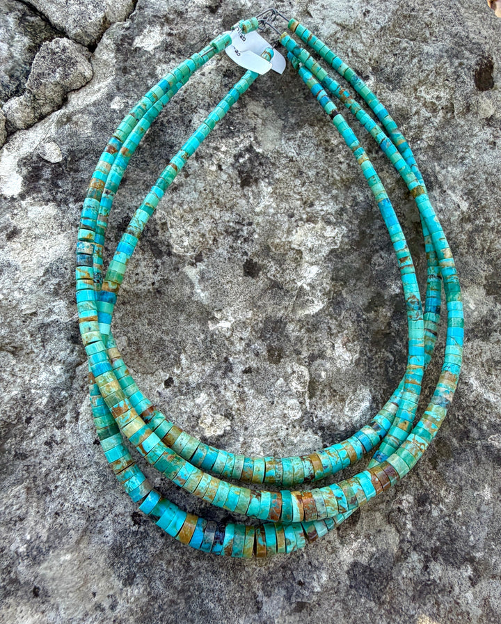 Kingman Turquoise (Arizona) Graduated Heishi 3-8mm 16 Inch
