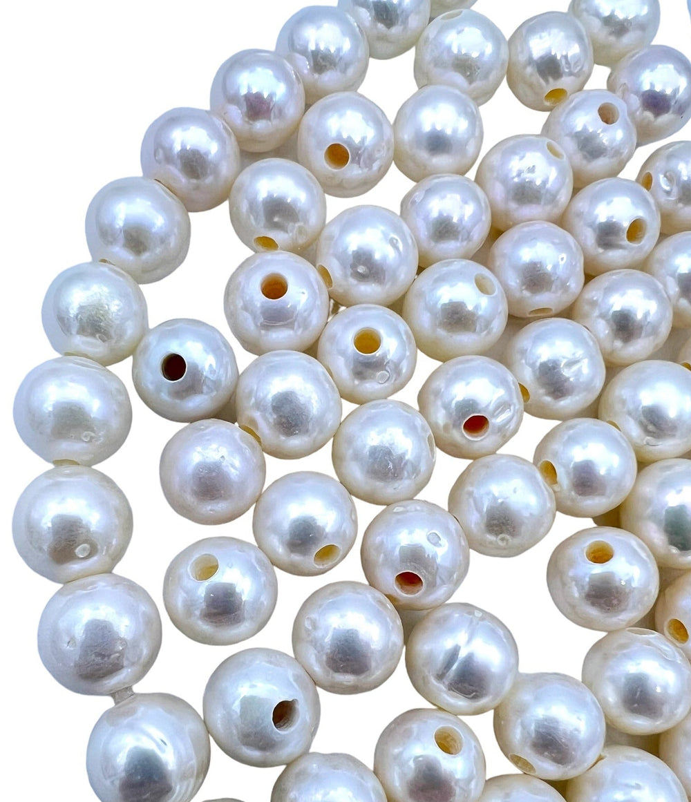 Large Hole Pearls AAA + Quality 10mm White Fresh Water