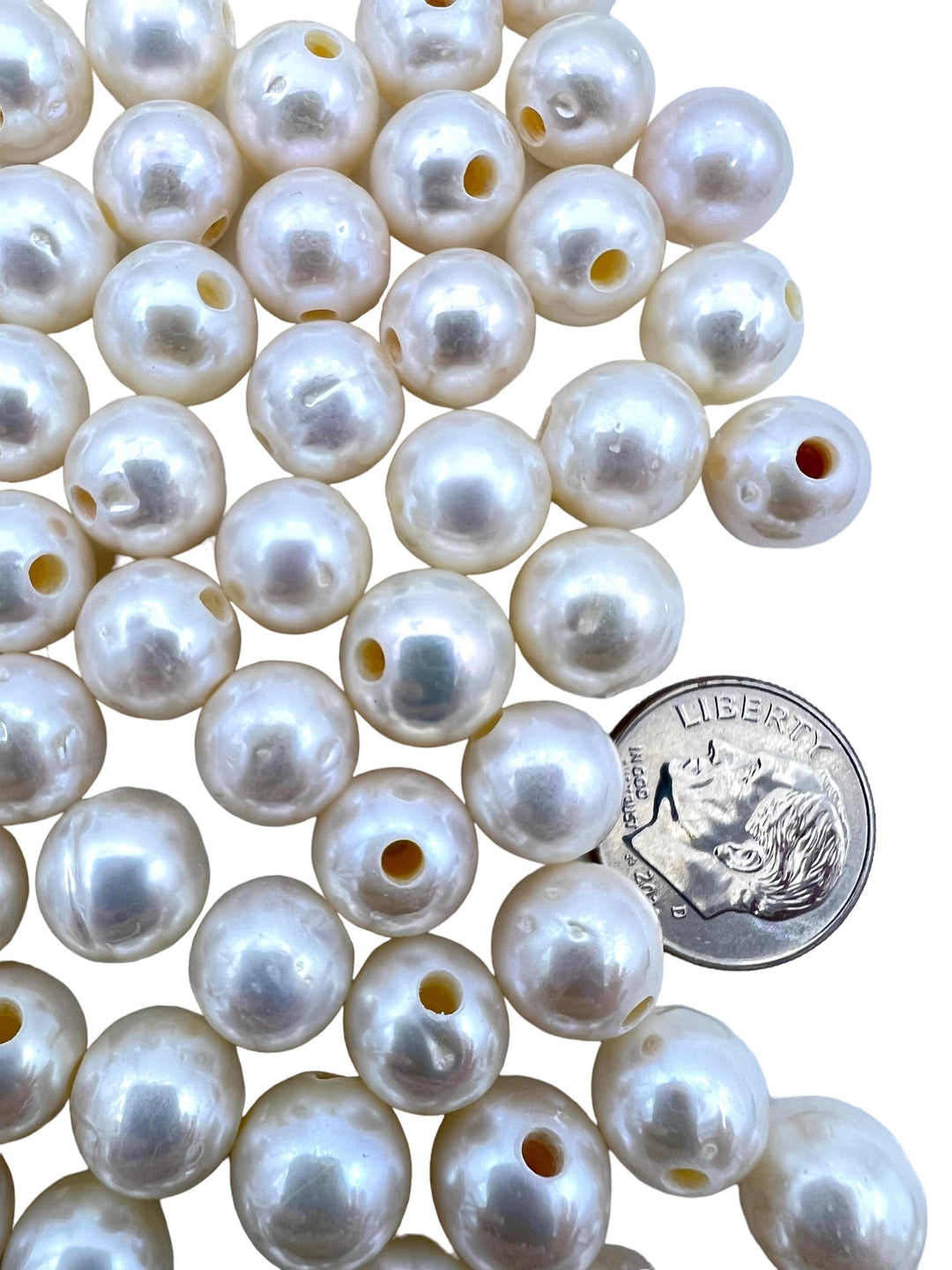 Large Hole Pearls AAA + Quality 10mm White Fresh Water