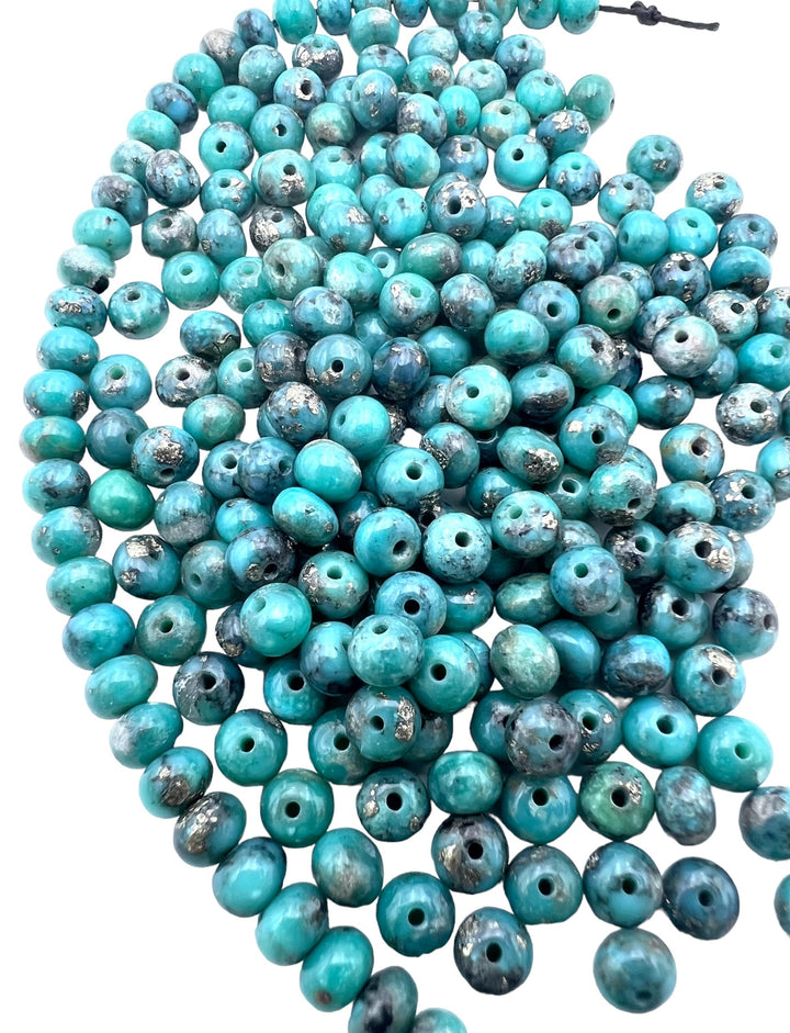 Campitos (Mex) Turquoise 5x4mm Rondelle Beads with Pyrite