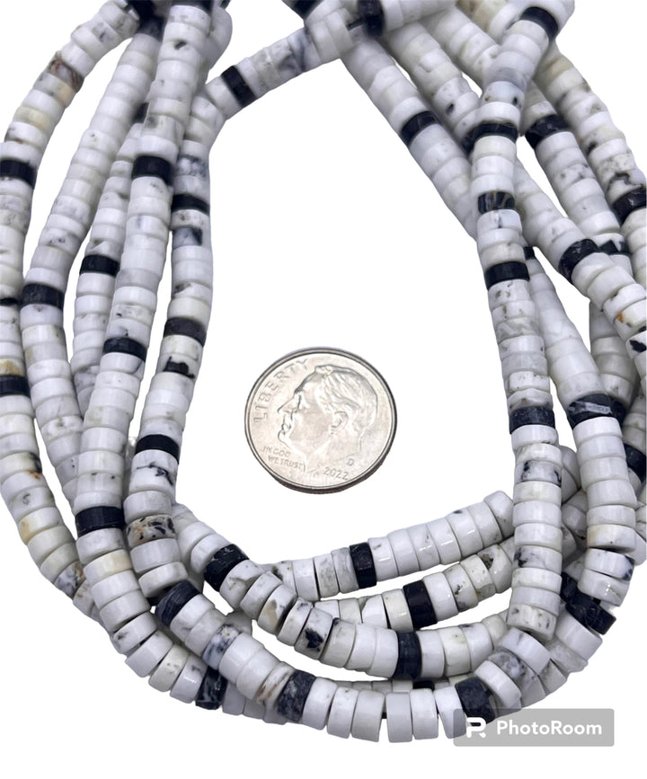 RARE High Quality White Buffalo 5mm Medium Heishi Beads