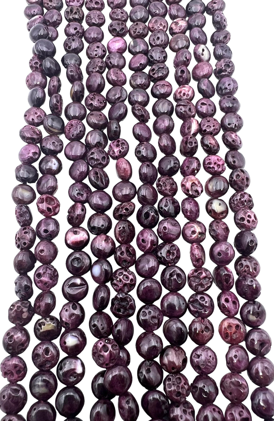 RARE Dark Purple Spiny Oyster 6mm Coin Shaped Beads 16 inch