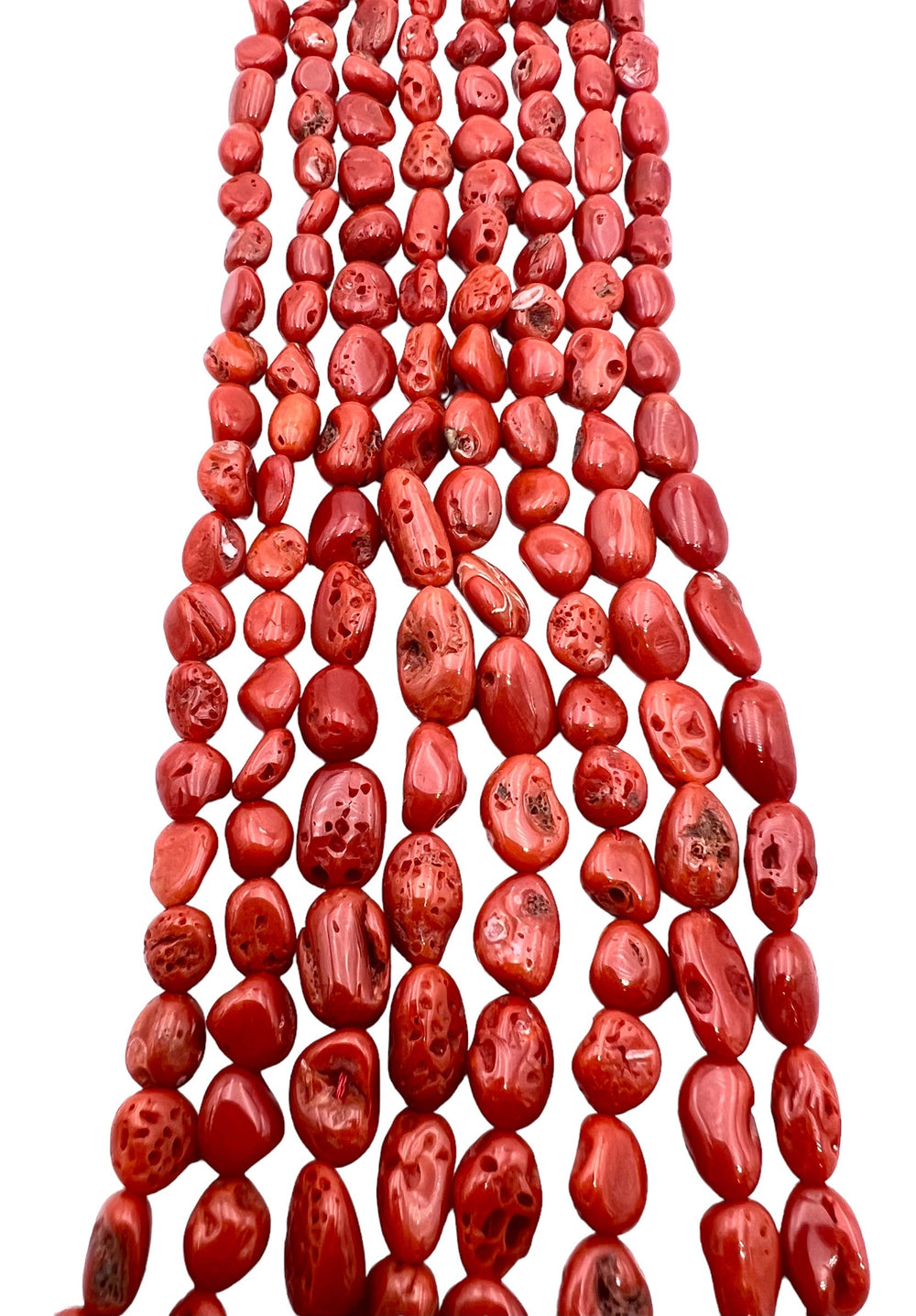 100% Natural Red Italian Sea Coral Nugget Beads 10x6-13x7mm