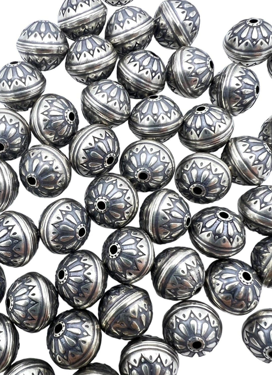 Sterling Silver Handmade Oxidized beads Starburst Design