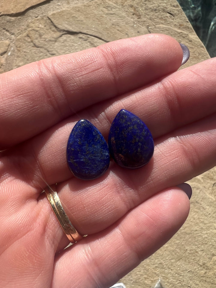 Lapis Lazuli with Pyrite Flecks 13x18mm Teardrop Cabochon