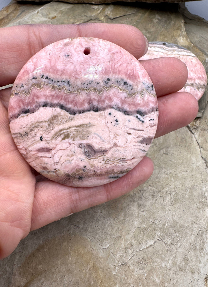 Rhodochrosite BIG Round Focal Pendant Bead 60mm, Select One Pendant