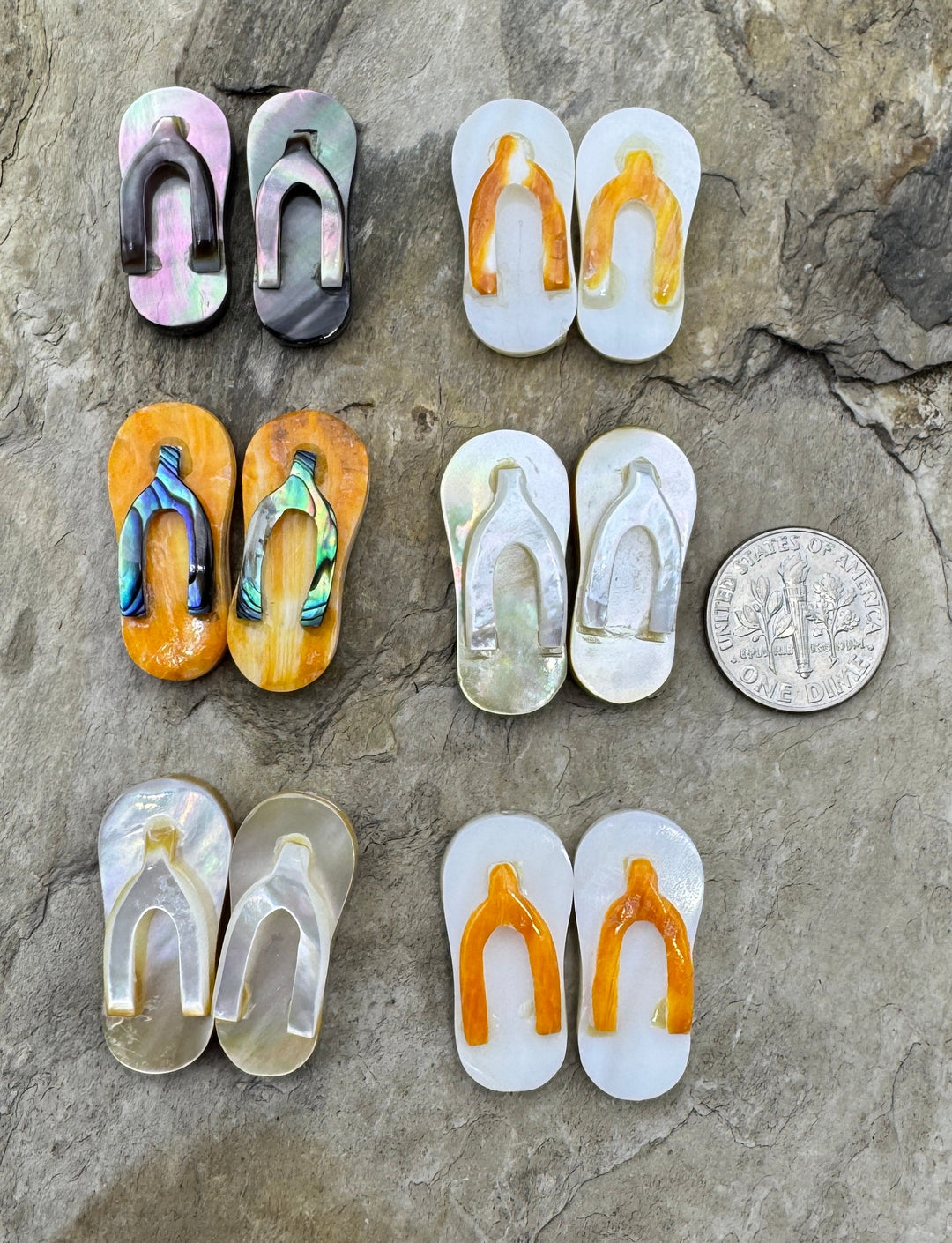 Artisan Flip Flop Beads Mixed Shell, Package of 2 Beads/1 Pair