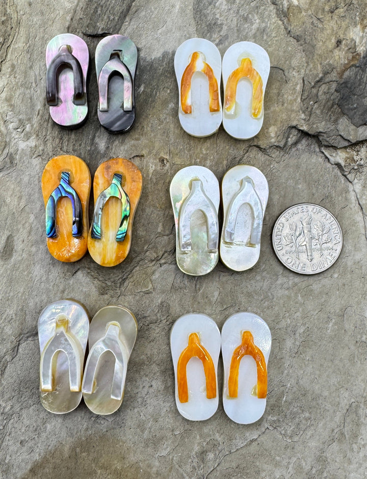 Artisan Flip Flop Beads Mixed Shell, Package of 2 Beads/1 Pair