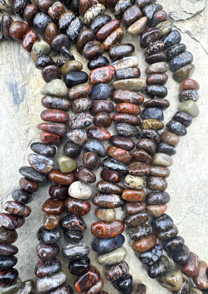 High Pattern Utah Dinosaur Bone 5-8mm Nugget Beads, 8 inch strand