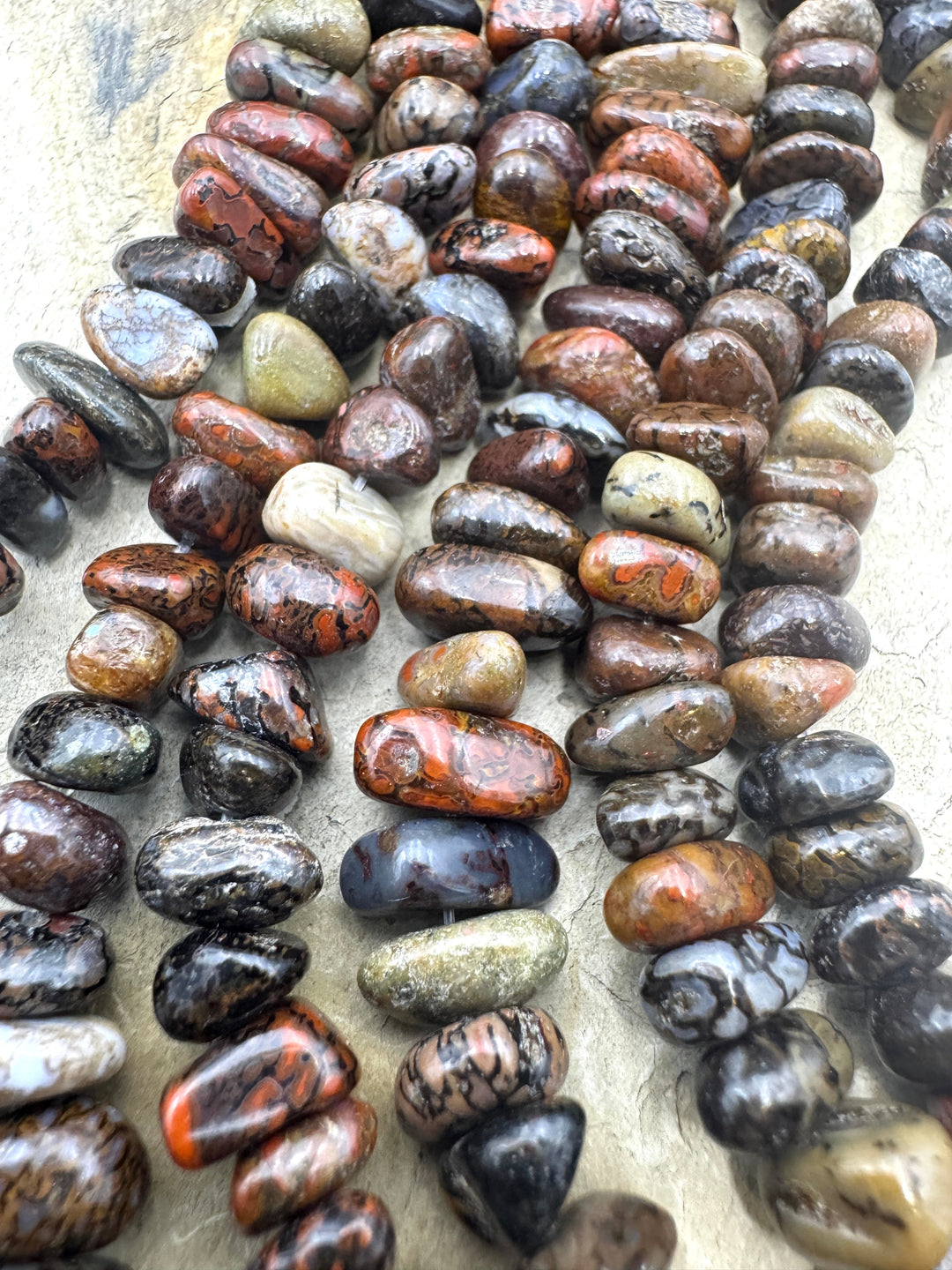 High Pattern Utah Dinosaur Bone 5-8mm Nugget Beads, 8 inch strand
