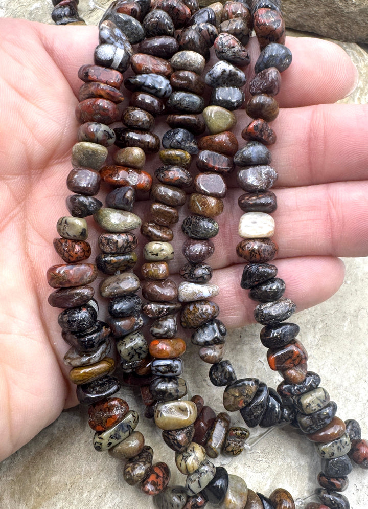 High Pattern Utah Dinosaur Bone 5-8mm Nugget Beads, 8 inch strand