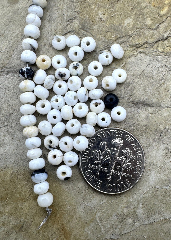 RARE High Quality White Buffalo 4mm Rondelle Beads, (Package of 18 Beads)