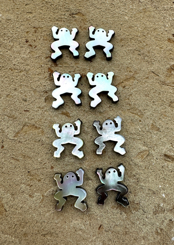 Mother Of Pearl Frog Beads 17x22mm, Package of 2 Beads/1 Pair