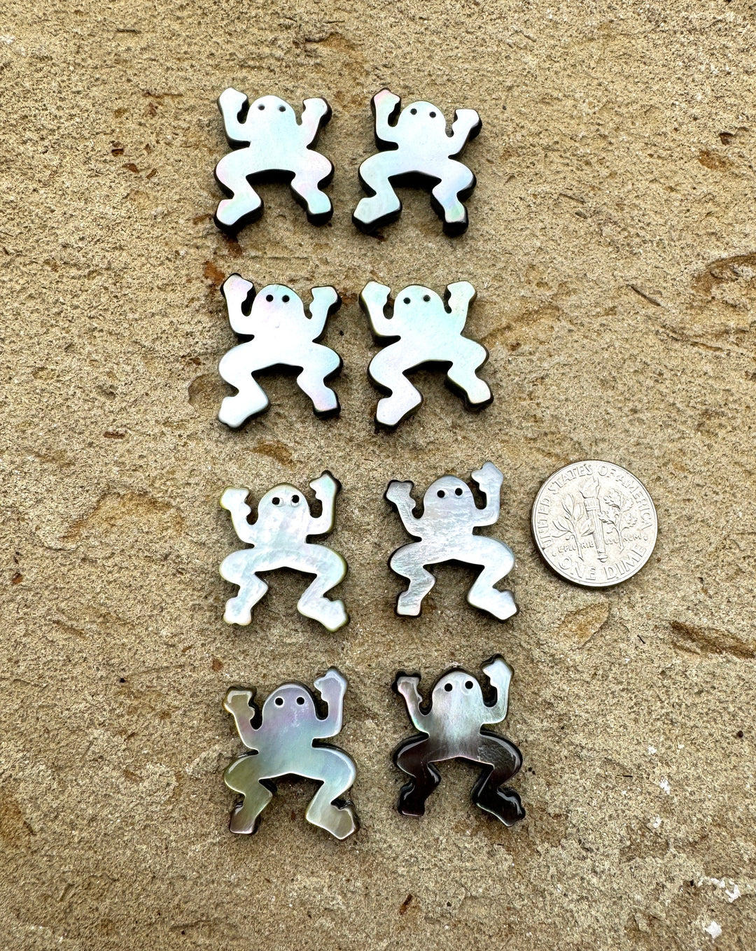 Mother Of Pearl Frog Beads 17x22mm, Package of 2 Beads/1 Pair