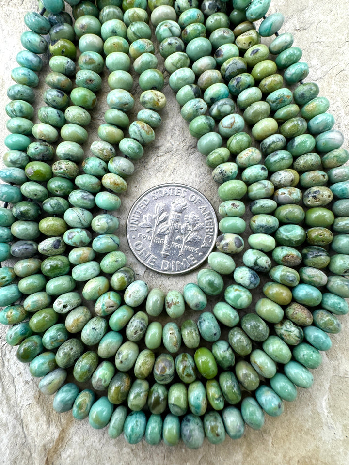 RARE McGuinness Turquoise (Nevada) 5mm Rondelle Strand,  9 inch Strand