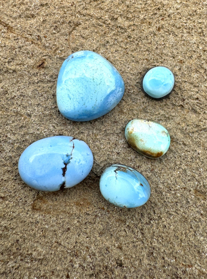 RARE Golden Hills Turquoise  (Kazakhstan) Mini Cabochons Set of 5 Cabs