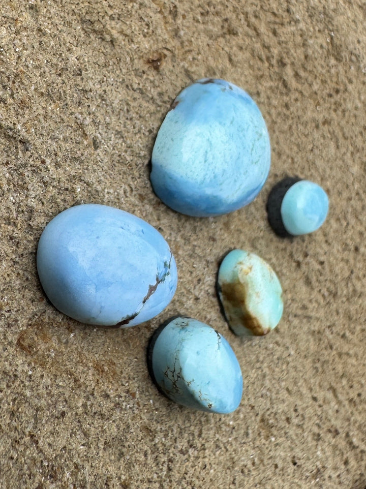RARE Golden Hills Turquoise  (Kazakhstan) Mini Cabochons Set of 5 Cabs