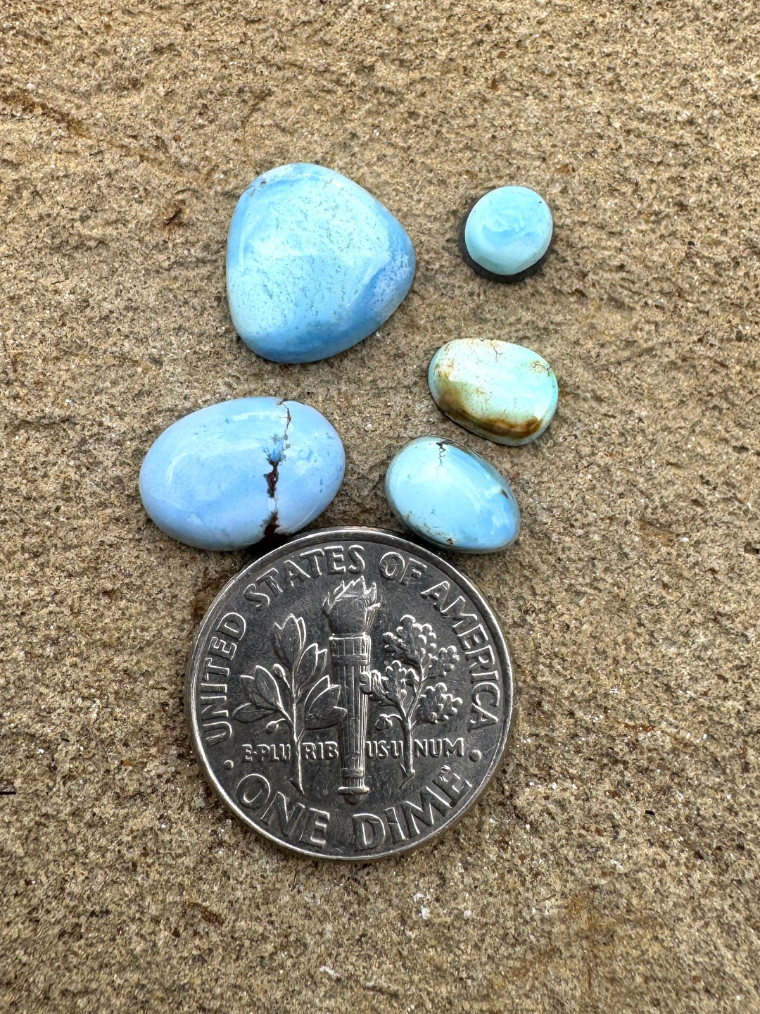 RARE Golden Hills Turquoise  (Kazakhstan) Mini Cabochons Set of 5 Cabs