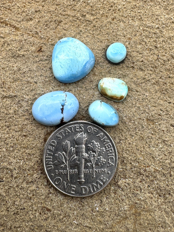 RARE Golden Hills Turquoise  (Kazakhstan) Mini Cabochons Set of 5 Cabs
