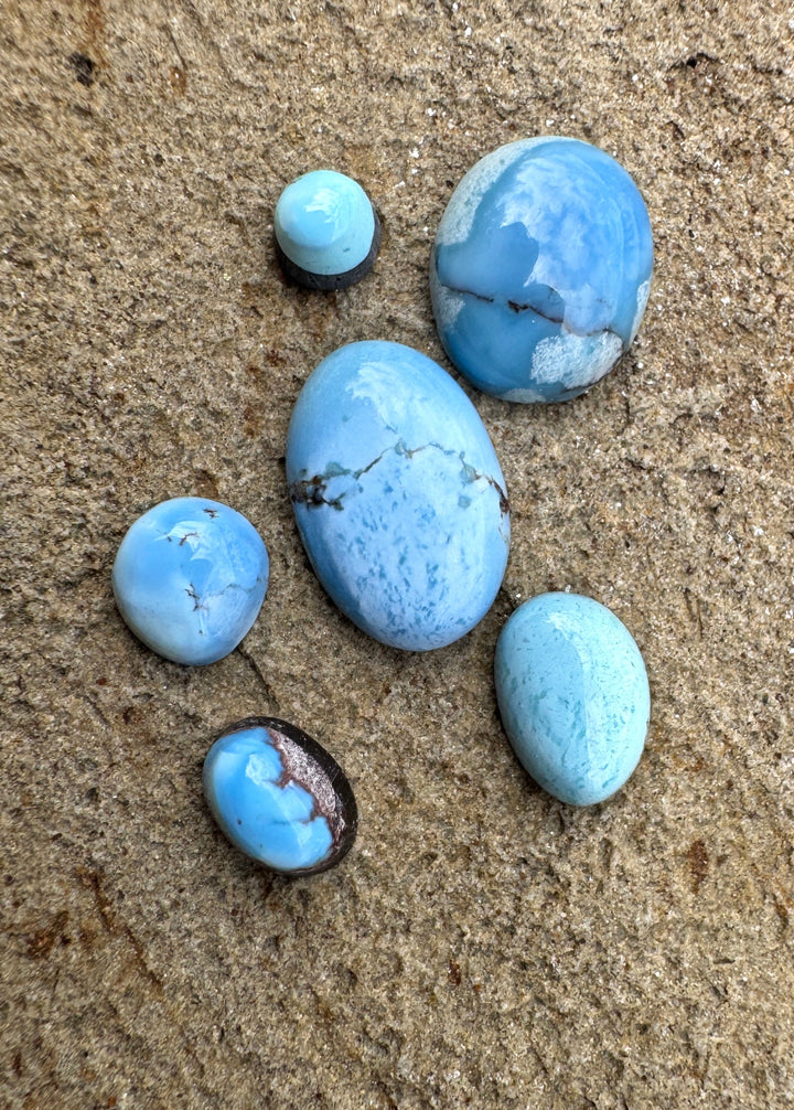 RARE Golden Hills Turquoise  (Kazakhstan) Mini Cabochons Set of 6 Cabs