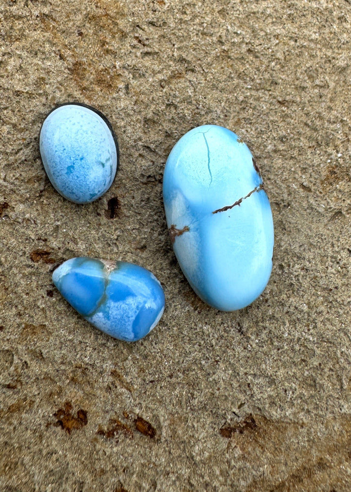 RARE Golden Hills Turquoise  (Kazakhstan) Mini Cabochons Set of 3 Cabs