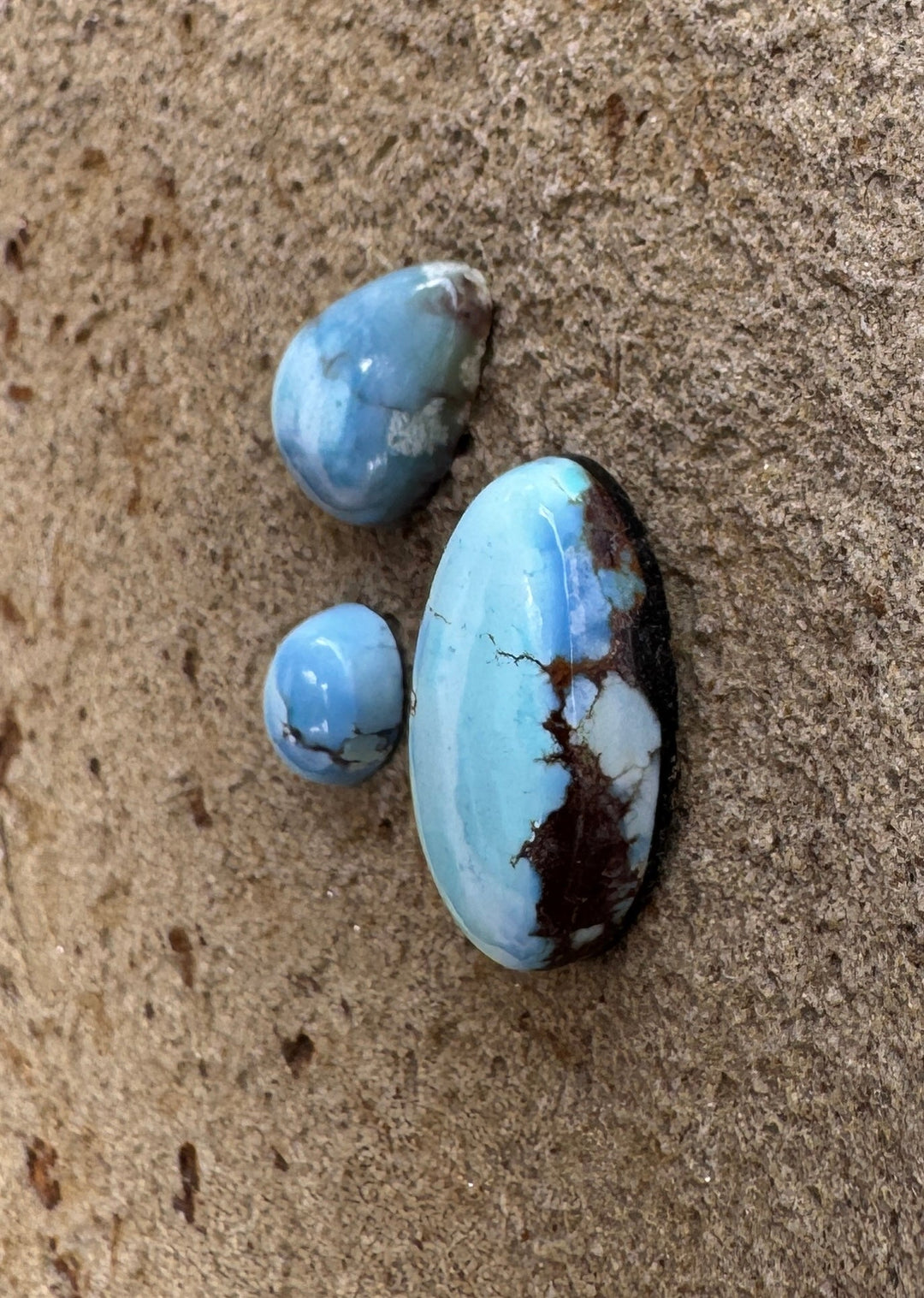 RARE Golden Hills Turquoise  (Kazakhstan) Mini Cabochons Set of 3 Cabs