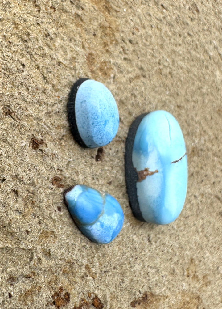 RARE Golden Hills Turquoise  (Kazakhstan) Mini Cabochons Set of 3 Cabs