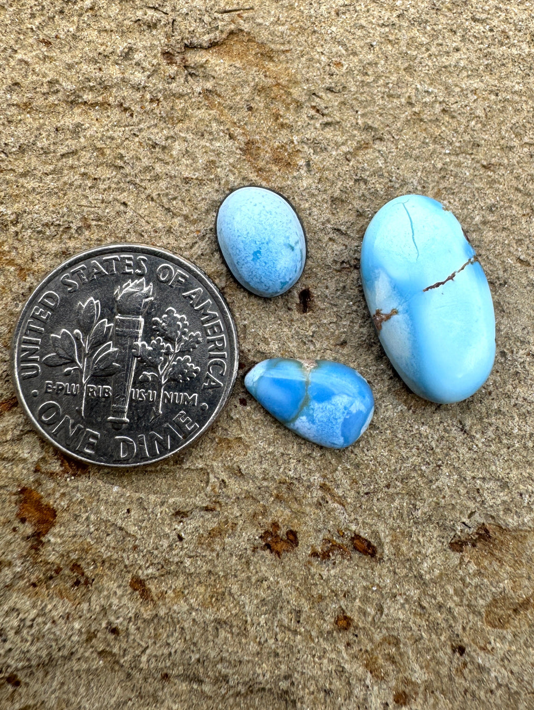 RARE Golden Hills Turquoise  (Kazakhstan) Mini Cabochons Set of 3 Cabs