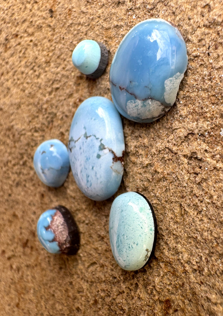 RARE Golden Hills Turquoise  (Kazakhstan) Mini Cabochons Set of 6 Cabs