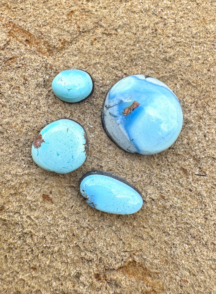 RARE Golden Hills Turquoise  (Kazakhstan) Mini Cabochons Set of 4 Cabs