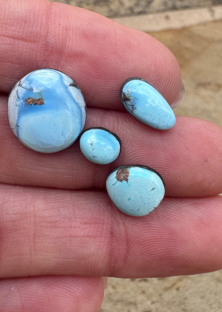 RARE Golden Hills Turquoise  (Kazakhstan) Mini Cabochons Set of 4 Cabs