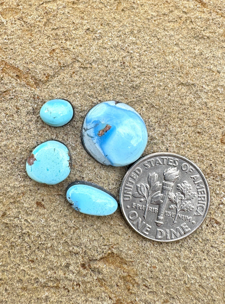 RARE Golden Hills Turquoise  (Kazakhstan) Mini Cabochons Set of 4 Cabs