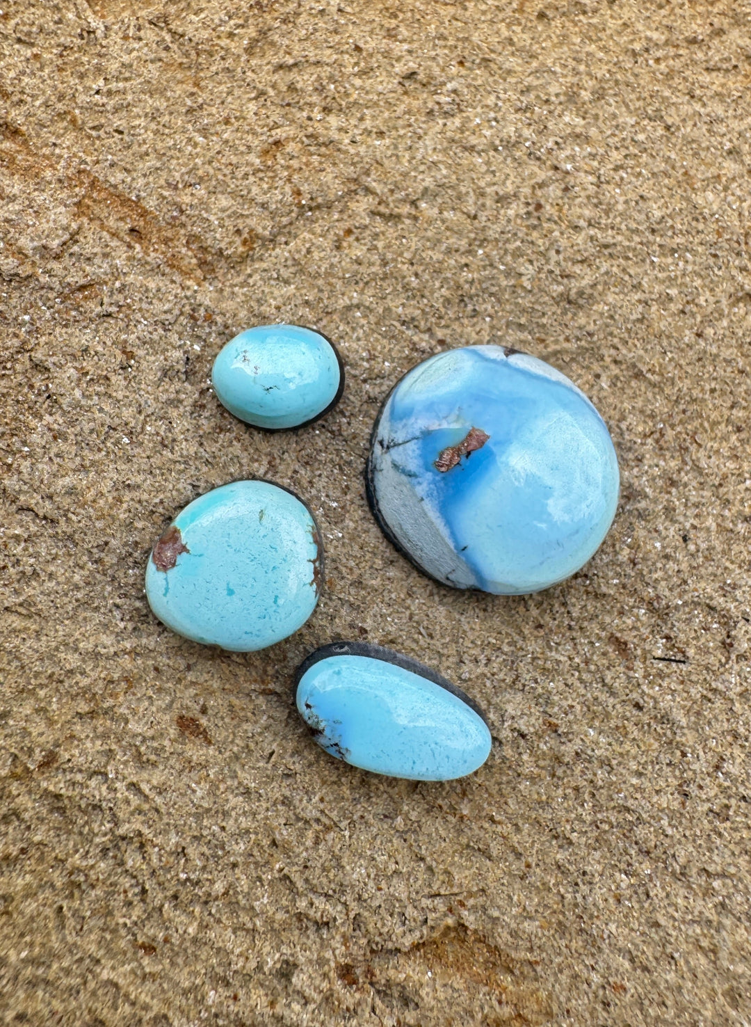RARE Golden Hills Turquoise  (Kazakhstan) Mini Cabochons Set of 4 Cabs