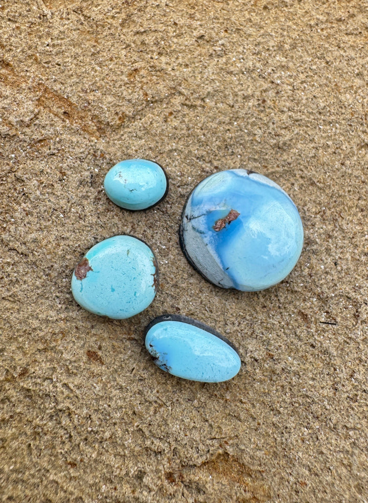 RARE Golden Hills Turquoise  (Kazakhstan) Mini Cabochons Set of 4 Cabs