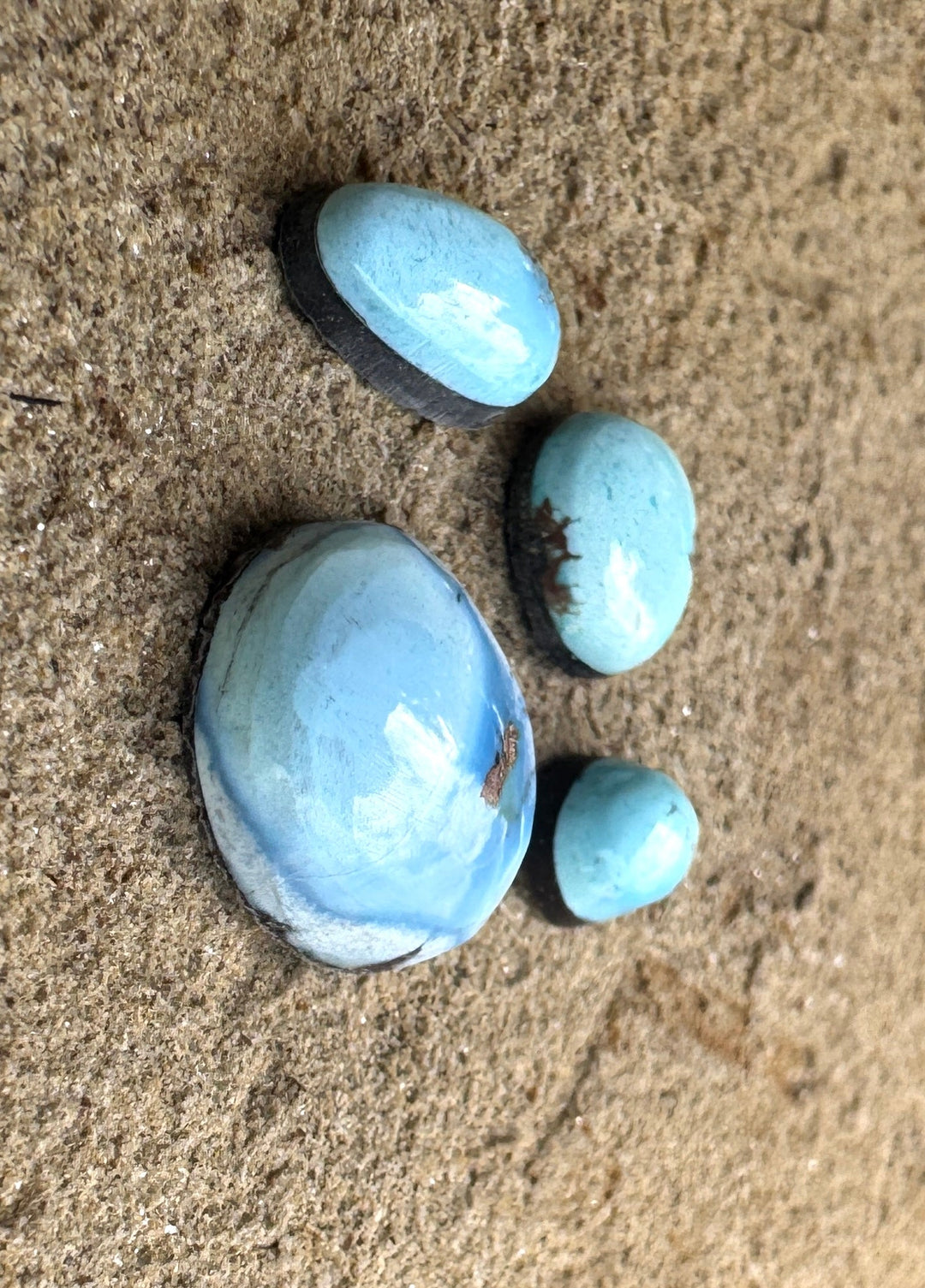 RARE Golden Hills Turquoise  (Kazakhstan) Mini Cabochons Set of 4 Cabs