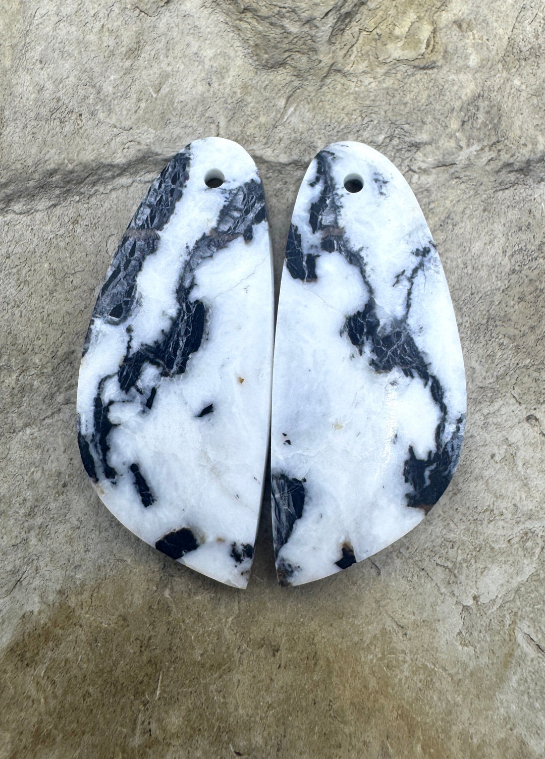 RARE High Quality White Buffalo (NV) Matching Earring Slab Bead Pair, 12x30mm