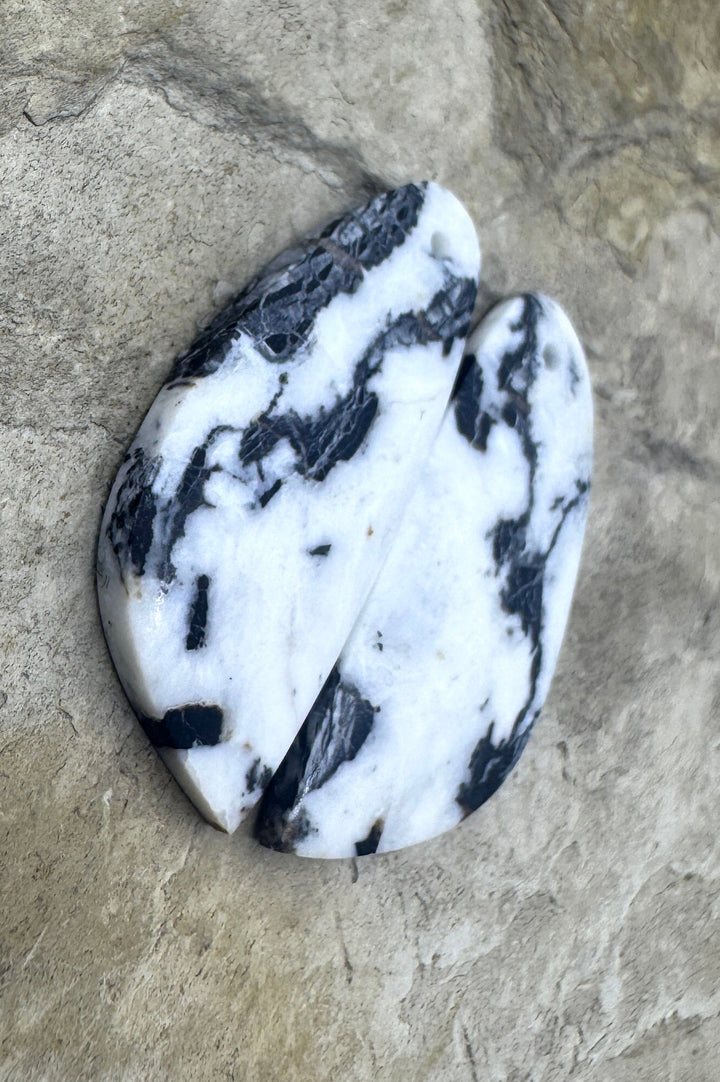 RARE High Quality White Buffalo (NV) Matching Earring Slab Bead Pair, 12x30mm