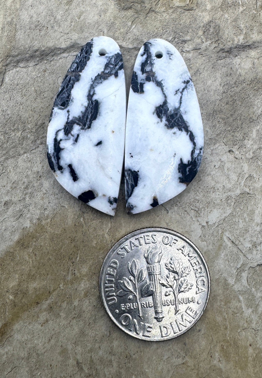 RARE High Quality White Buffalo (NV) Matching Earring Slab Bead Pair, 12x30mm
