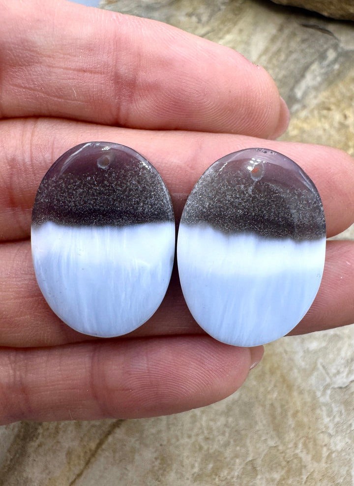 Owyhee Blue Opal (Oregon) Mayching Earring Slab Bead Pair, 18x26mm