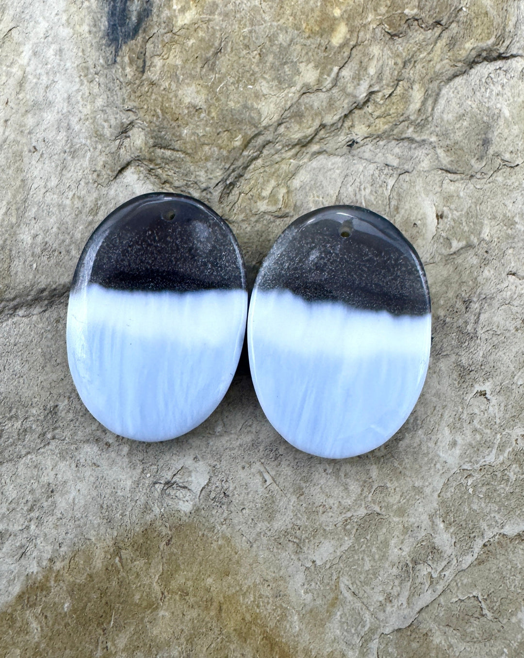 Owyhee Blue Opal (Oregon) Mayching Earring Slab Bead Pair, 18x26mm