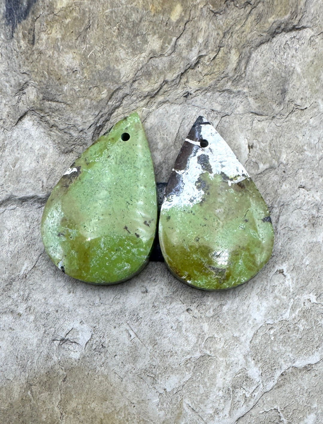 RARE Gaspeite (Canada) Matching Earring Slab Bead Pair 17x26mm