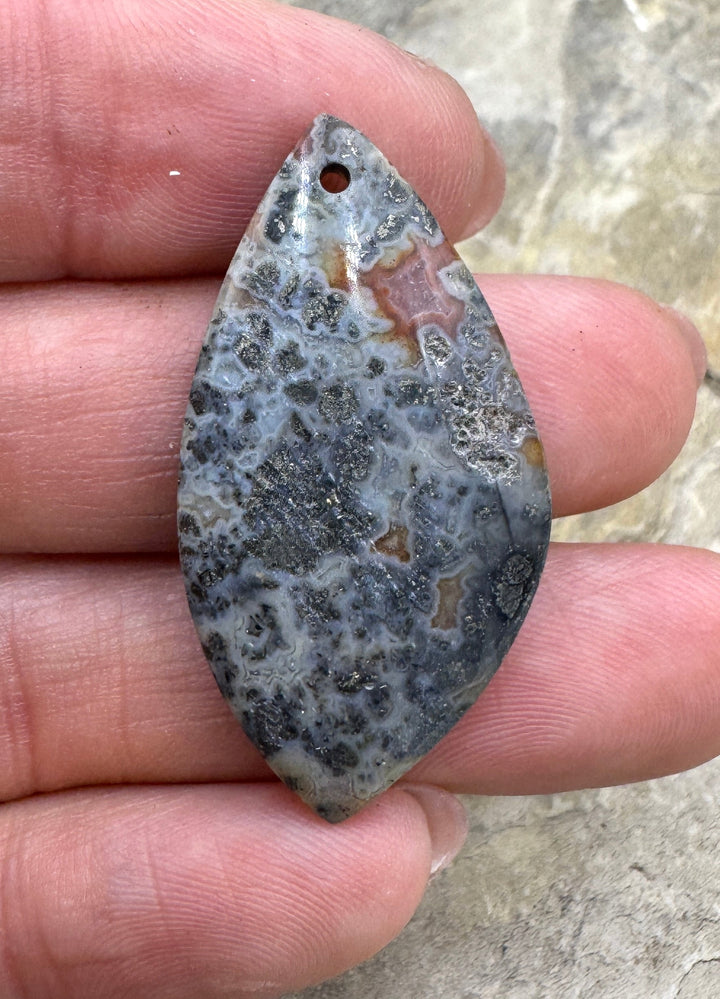 Macasite Pyrite Focal Pendant 19x36mm