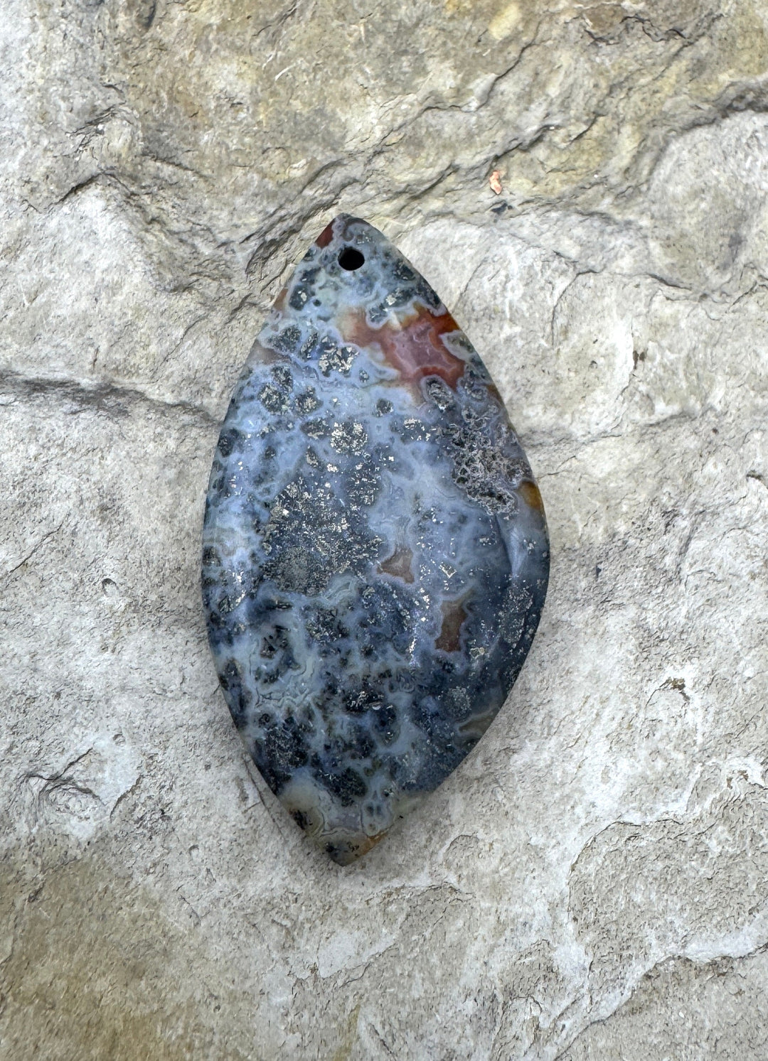 Macasite Pyrite Focal Pendant 19x36mm