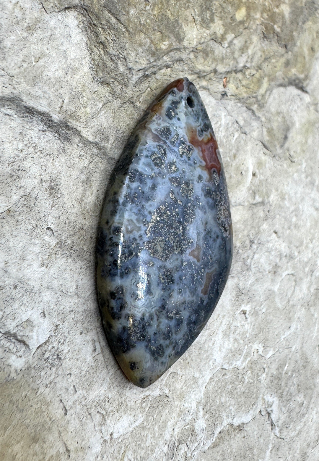 Macasite Pyrite Focal Pendant 19x36mm