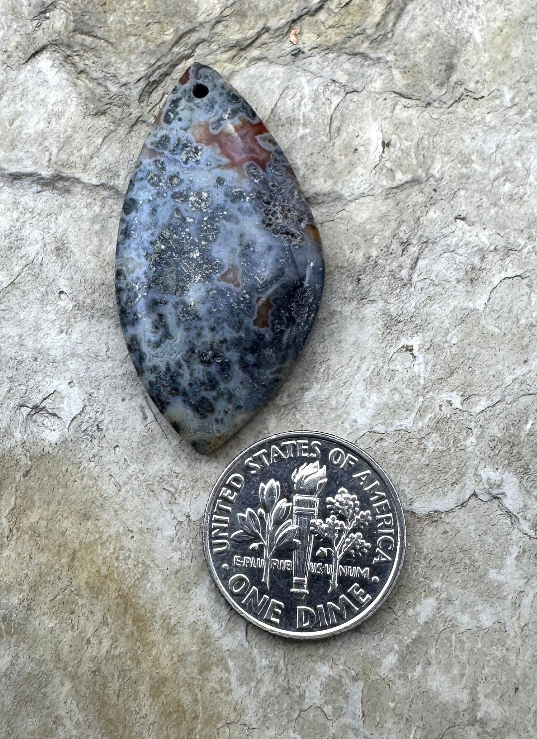 Macasite Pyrite Focal Pendant 19x36mm