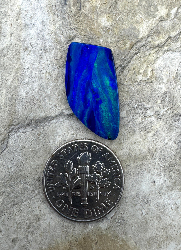 Top Quality Boulder Opal (Australia) Doublet Freeform Cabochon 12x20mm