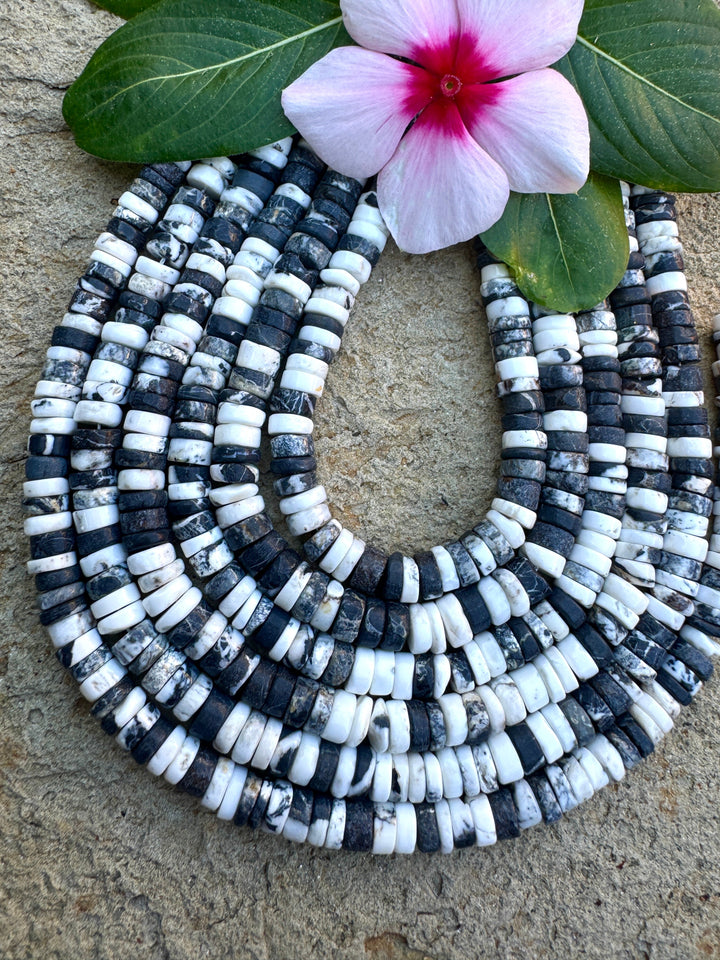 RARE High Quality White Buffalo (Nevada) 6-7mm Irregular Heishi Beads, 9 Inch Strands